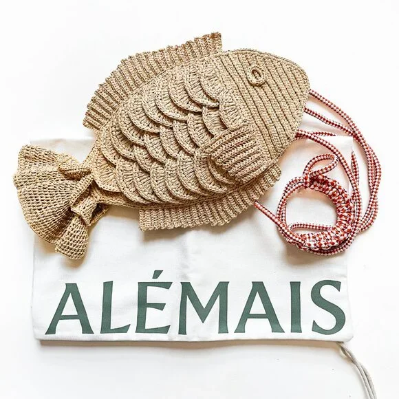Alemais Horizon Raffia Fish Bag Natural NEW NWT - Picture 3 of 10